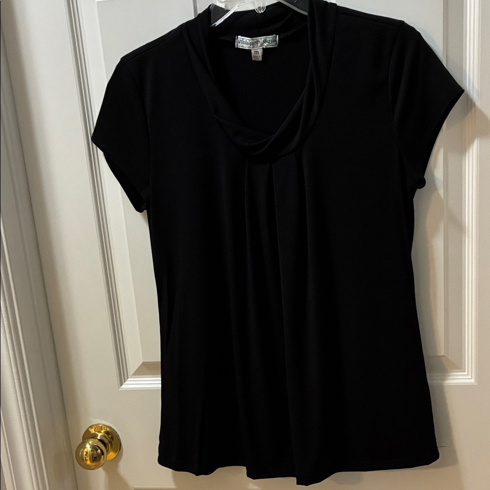 Vintage Suzie Black Cowl Neck Blouse